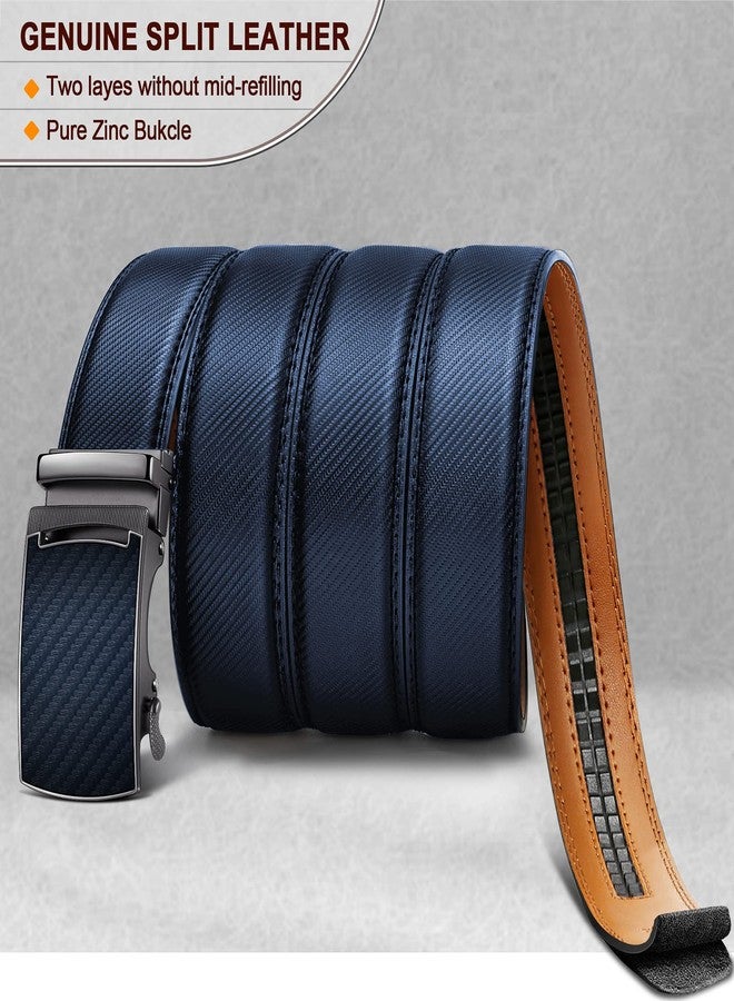 KEMISANT Belt Men, Sliding Ratchet Belt Genuine Leather For Gift Mens Dress Pants Oxfords,Size Adjustable(Purplish Blue,34"-40" Waist Adjustable) - Image 3